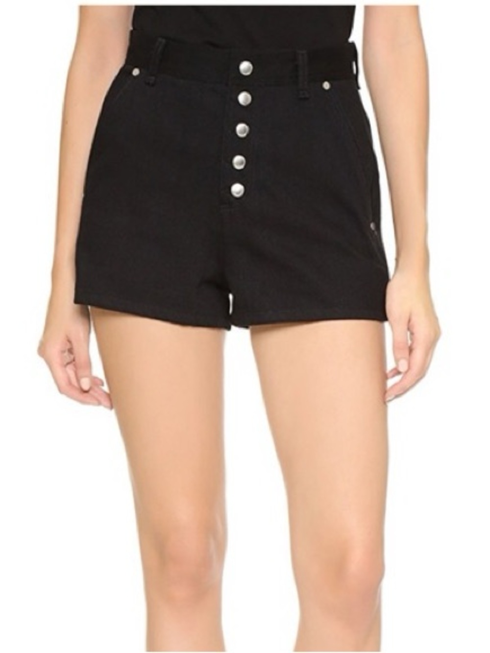 Rag & Bone Branson Snap Front Twill Shorts Black High Waisted Size Small